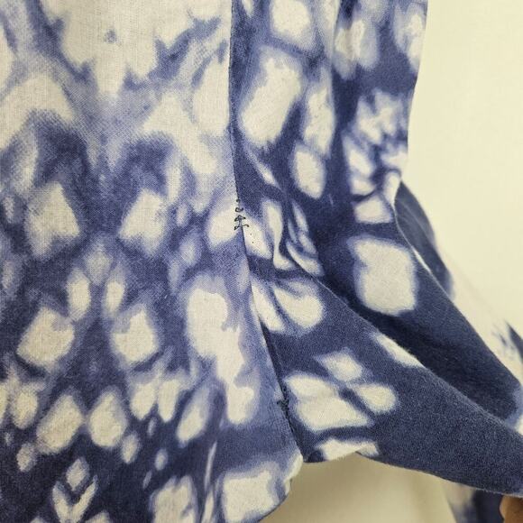 Beaches & Boho Seas the Dream Tie Dye Tunic Top Blouse XL Blue Roll Tab Sleeve - Picture 10 of 10